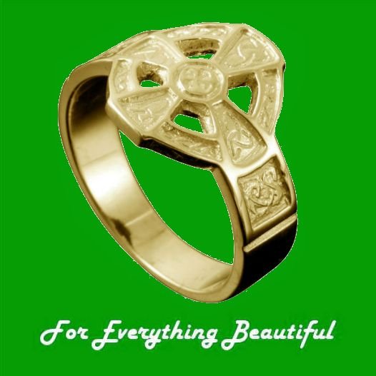 Image 0 of Hildasay Celtic Cross Mens 18K Yellow Gold Ring Sizes R-Z