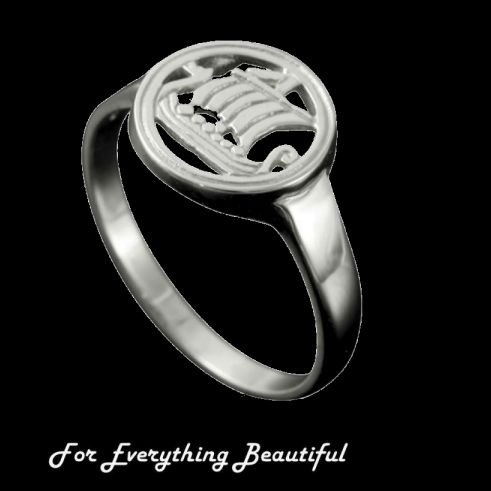 Image 0 of Viking Long Ship Design Mens Sterling Silver Ring Sizes A-Q