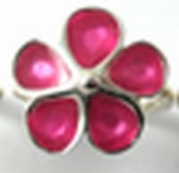 Image 3 of Kokkaloorie Daisy Design Enamel Ladies Platinum Ring Sizes R-Z