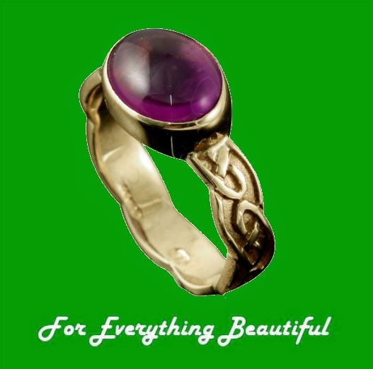 Image 0 of Muckle Roe Celtic Amethyst Ladies 18K Yellow Gold Band Ring Sizes R-Z