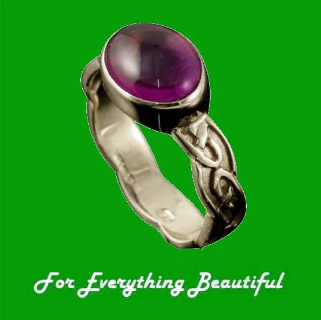 Image 0 of Muckle Roe Celtic Amethyst Ladies 9K White Gold Band Ring Sizes A-Q