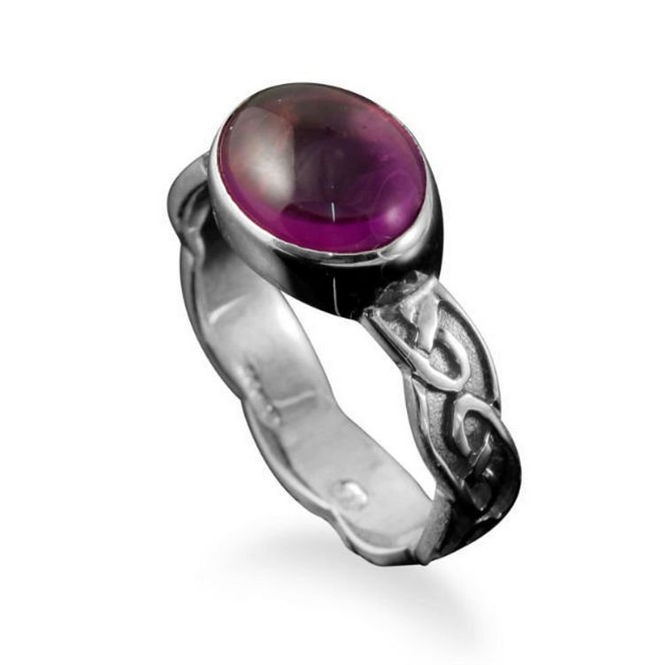 Image 1 of Muckle Roe Celtic Amethyst Ladies Sterling Silver Band Ring Sizes A-Q