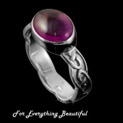 Muckle Roe Celtic Amethyst Ladies Sterling Silver Band Ring Sizes R-Z