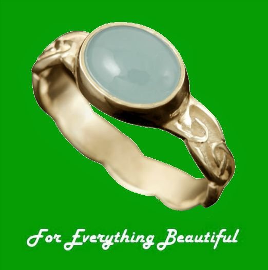 Image 0 of Muckle Roe Celtic Aquamarine Ladies 9K Yellow Gold Band Ring Sizes R-Z