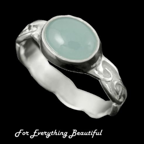 Image 0 of Muckle Roe Celtic Aquamarine Ladies Sterling Silver Band Ring Sizes A-Q