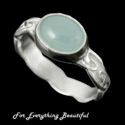 Muckle Roe Celtic Aquamarine Ladies Sterling Silver Band Ring Sizes A-Q