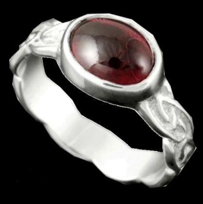 Image 0 of Muckle Roe Celtic Knot Oval Garnet Ladies Sterling Silver Band Ring Sizes A-Q