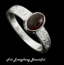 Uyea Celtic Knot Oval Garnet Ladies Sterling Silver Band Ring Sizes R-Z