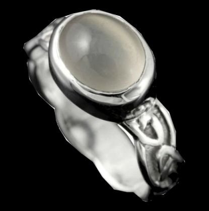 Image 0 of Muckle Roe Celtic Moonstone Ladies Sterling Silver Band Ring Sizes A-Q