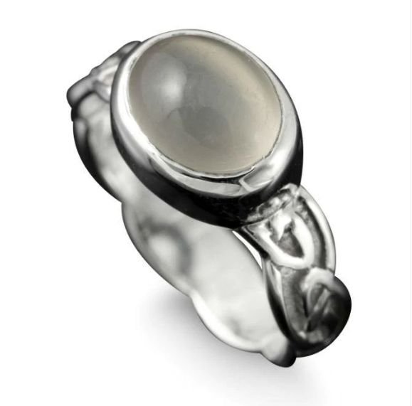 Image 1 of Muckle Roe Celtic Moonstone Ladies Sterling Silver Band Ring Sizes A-Q
