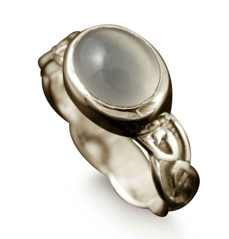 Image 1 of Muckle Roe Celtic Moonstone Ladies Palladium Band Ring Sizes A-Q