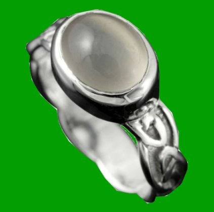 Image 0 of Muckle Roe Celtic Moonstone Ladies 9K White Gold Band Ring Sizes A-Q