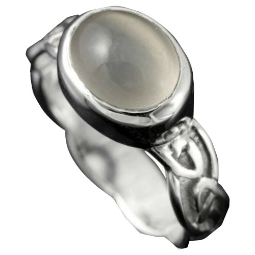 Image 1 of Muckle Roe Celtic Moonstone Ladies 9K White Gold Band Ring Sizes A-Q