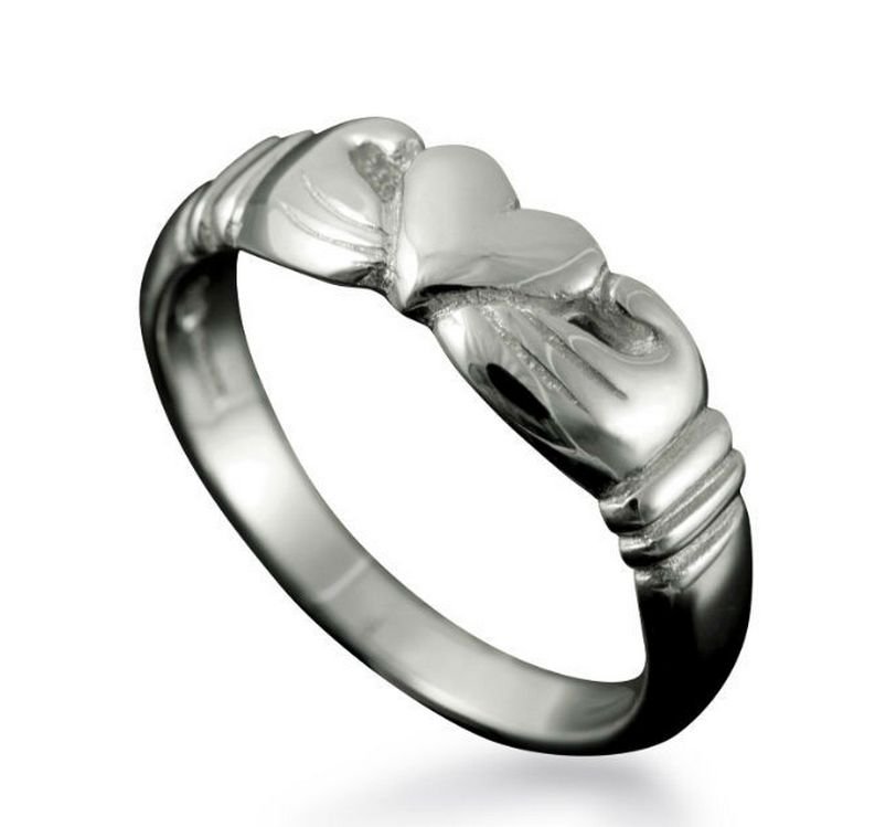 Image 1 of Claddagh Heart Design Ladies Sterling Silver Ring Size A-Q