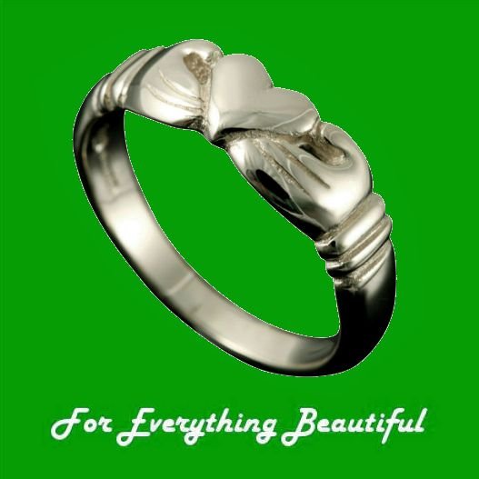 Image 0 of Claddagh Heart Design Ladies Platinum Ring Size R-Z
