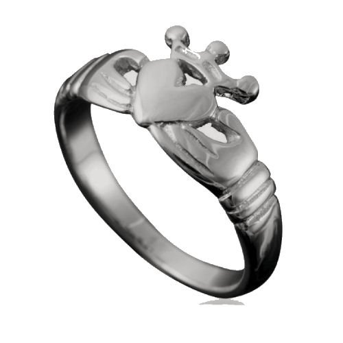 Image 1 of Claddagh Crown Heart Design Mens Sterling Silver Ring Size UK A-Q 