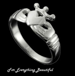 Claddagh Crown Heart Design Ladies Sterling Silver Ring Size UK A-Q 