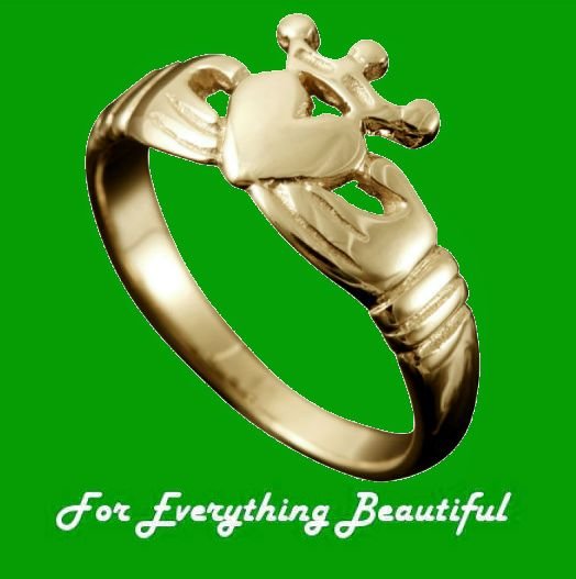 Image 0 of Claddagh Crown Heart Design Mens 9K Yellow Gold Ring Sizes R-Z