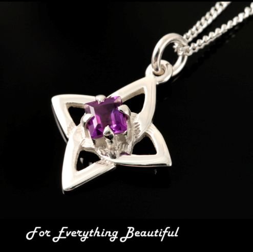 Image 0 of Celtic Star Knot Amethyst Design Small Sterling Silver Pendant