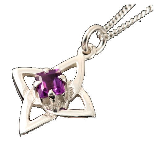 Image 1 of Celtic Star Knot Amethyst Design Small Sterling Silver Pendant