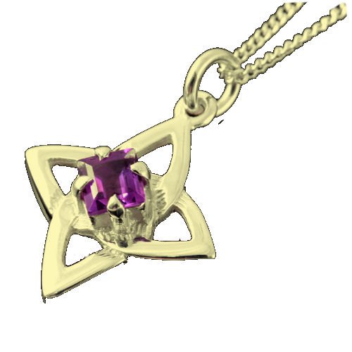 Image 1 of Celtic Star Knot Amethyst Design Small 9K Yellow Gold Pendant