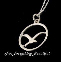 Arctic Tern Bird Circular Design Sterling Silver Pendant