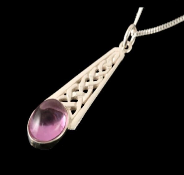Image 0 of Celtic Knot Amethyst Tear Drop Motif Sterling Silver Pendant