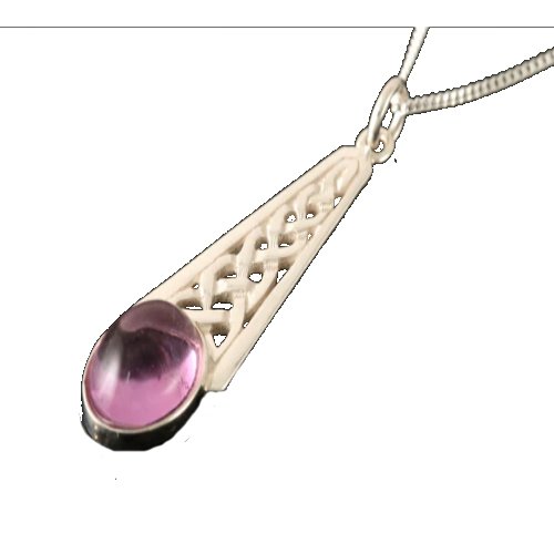 Image 1 of Celtic Knot Amethyst Tear Drop Motif Sterling Silver Pendant