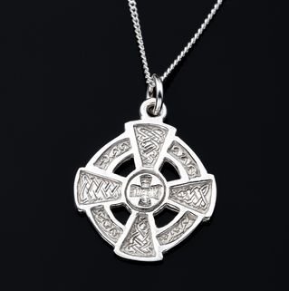 Image 1 of Celtic Cross Circular Design Medium Sterling Silver Pendant 