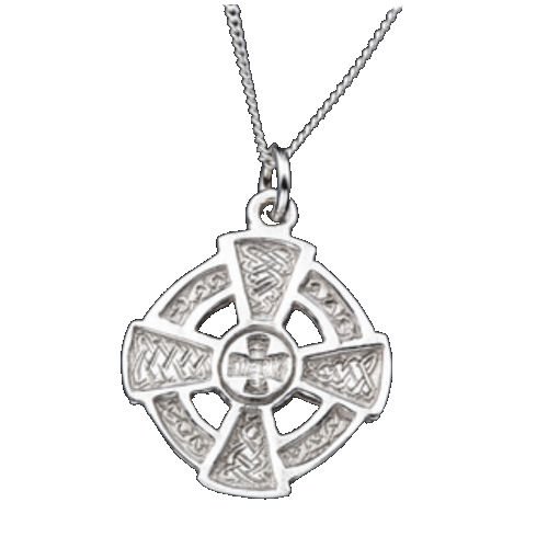 Image 2 of Celtic Cross Circular Design Medium Sterling Silver Pendant 