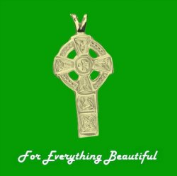 Celtic Cross Traditional Large 9K Yellow Gold Pendant 