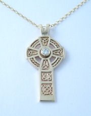 Image 2 of Celtic Cross Diamond Drop Design 9K Yellow Gold Pendant