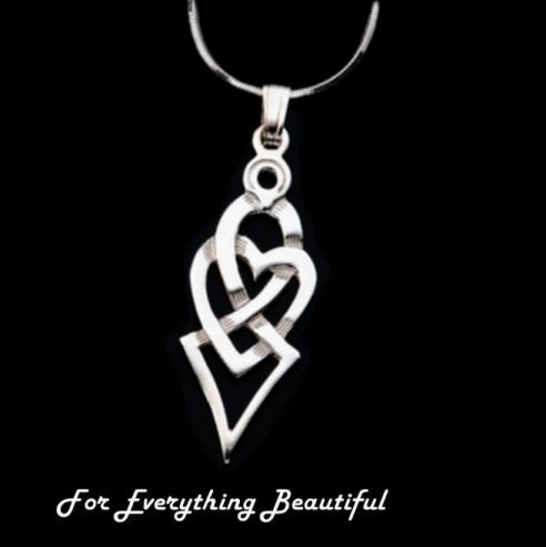 Image 0 of Celtic Heart Entwined Double Design Sterling Silver Pendant