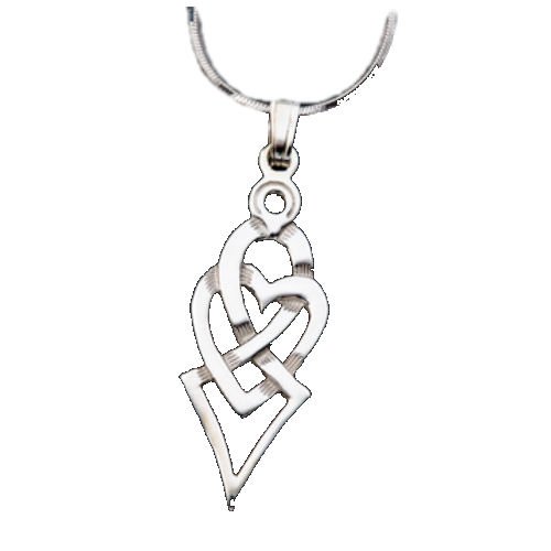 Image 1 of Celtic Heart Entwined Double Design Sterling Silver Pendant