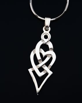 Image 2 of Celtic Heart Entwined Double Design Sterling Silver Pendant