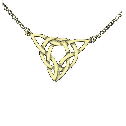 Image 1 of Celtic Weave Knotwork Triangular Design Large 9K Yellow Gold Pendant