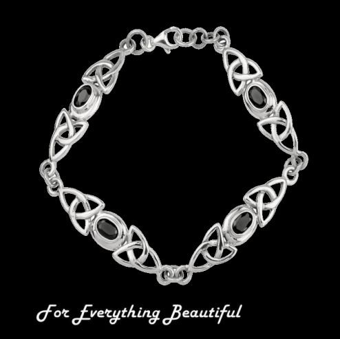 Image 0 of Celtic Trinity Knotwork Design Black Stone Sterling Silver Bracelet