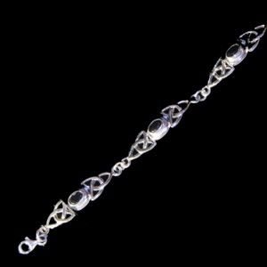 Image 2 of Celtic Trinity Knotwork Design Black Stone Sterling Silver Bracelet