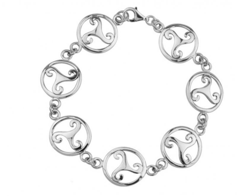 Image 1 of Celtic Spiral Knotwork Design Link Sterling Silver Bracelet