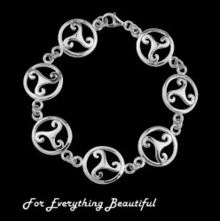 Celtic Spiral Knotwork Design Link Sterling Silver Bracelet