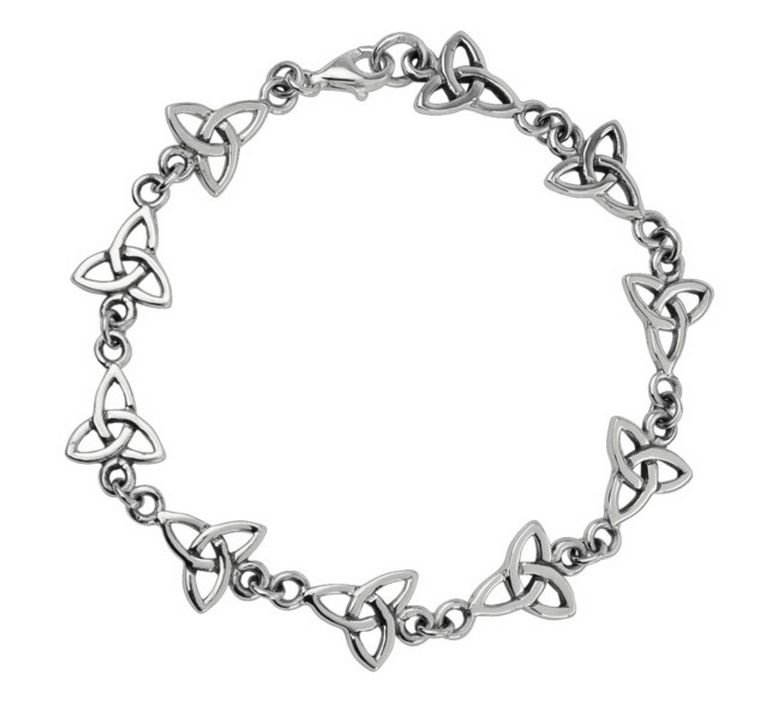 Image 1 of Celtic Trinity Knotwork Links Design Sterling Silver Bracelet