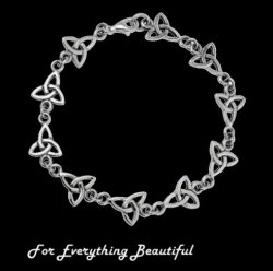 Celtic Trinity Knotwork Links Design Sterling Silver Bracelet