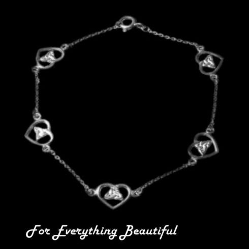 Image 0 of Celtic Trinity Heart Design Delicate Sterling Silver Bracelet