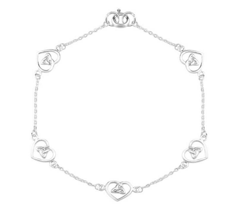 Image 1 of Celtic Trinity Heart Design Delicate Sterling Silver Bracelet