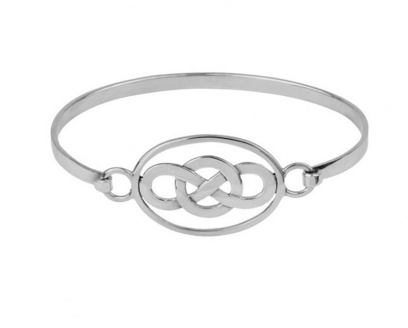 Image 1 of Celtic Oval Knotwork Open Sterling Silver Bangle
