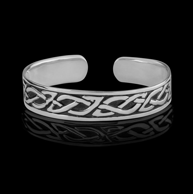 Image 1 of Celtic Knotwork Antiqued Sterling Silver Bangle Bracelet