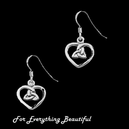 Image 0 of Celtic Trinity Heart Small Sheppard Hook Sterling Silver Earrings