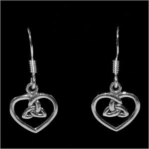 Image 2 of Celtic Trinity Heart Small Sheppard Hook Sterling Silver Earrings
