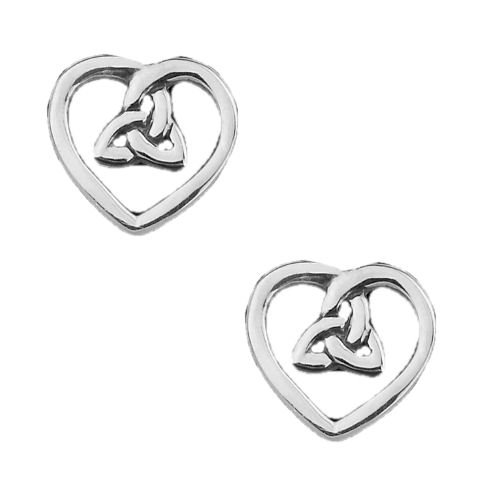 Image 1 of Celtic Trinity Heart Small Stud Sterling Silver Earrings