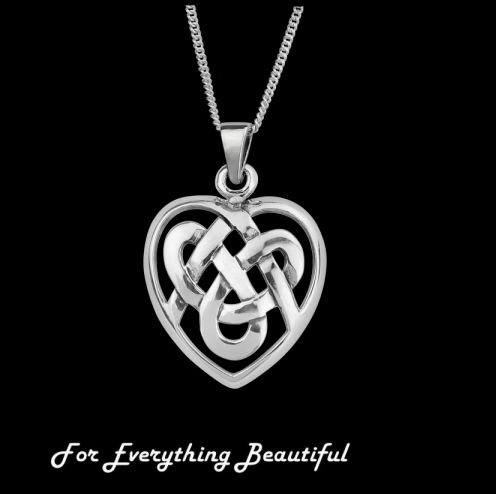 Image 0 of Celtic Heart Knotwork Medium Sterling Silver Pendant